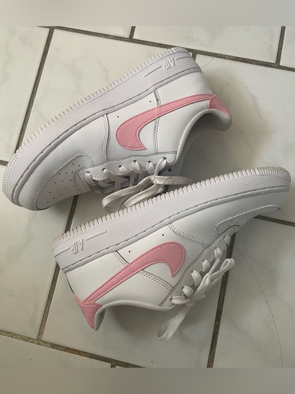 🤍🩷 Nike Air Force 1 Sneakers — White with Pink Swoosh - Picture 3 of 8